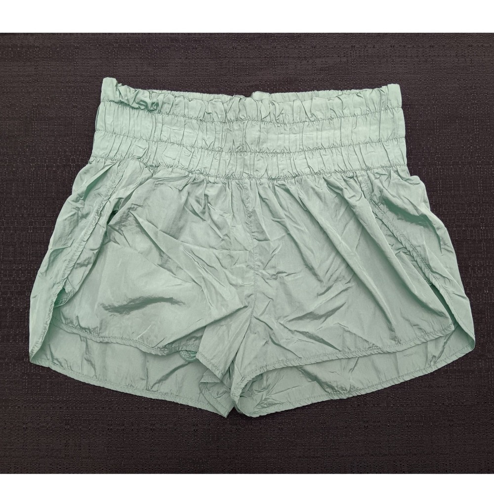 Love Tree Sage Green Smocked High Rise Running Shorts with Liner Size L 6841PM